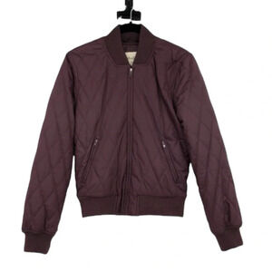 Aritzia Wilfred Free Plum Maroon Quilted Bomber Jacket size XS